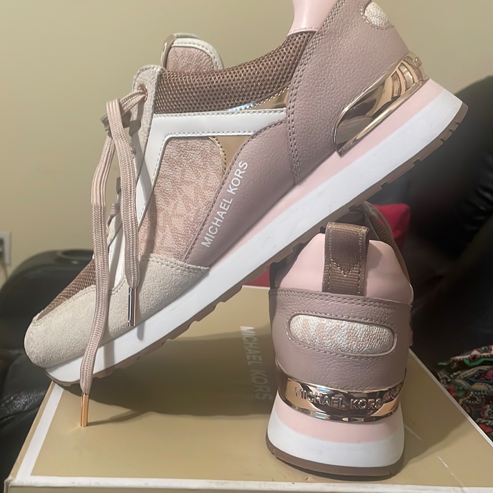 Michael Kors, pink and rose gold sneakers